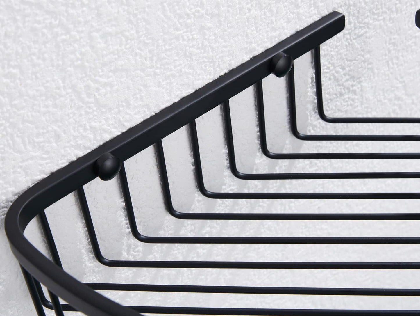 Bathroom Corner Shower Caddy Organizer, Corner-Hollow Design, SUS304 Stainless Steel Heavy Duty Rust-Proof Bathroom Shelf Organizer Holder, Wall Mounted Storage Rack, Matte Black