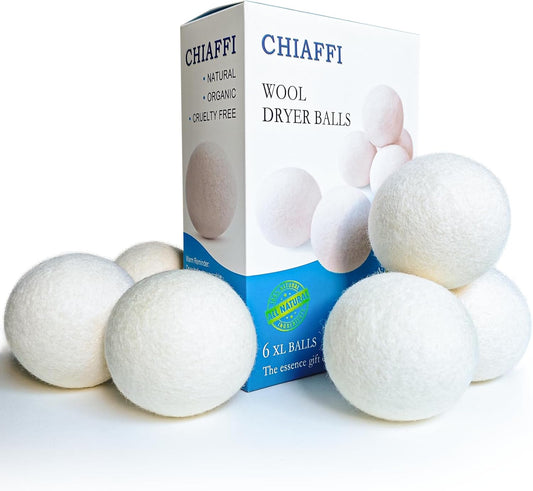 Wool Dryer Balls, 6 Pcs XL Dryer Lint Balls, Reusable Premium Natural Fabric Softener, Efficiently Add Essential Oils Instead of Dryer Sheets, Laundry Room Organization Essentials