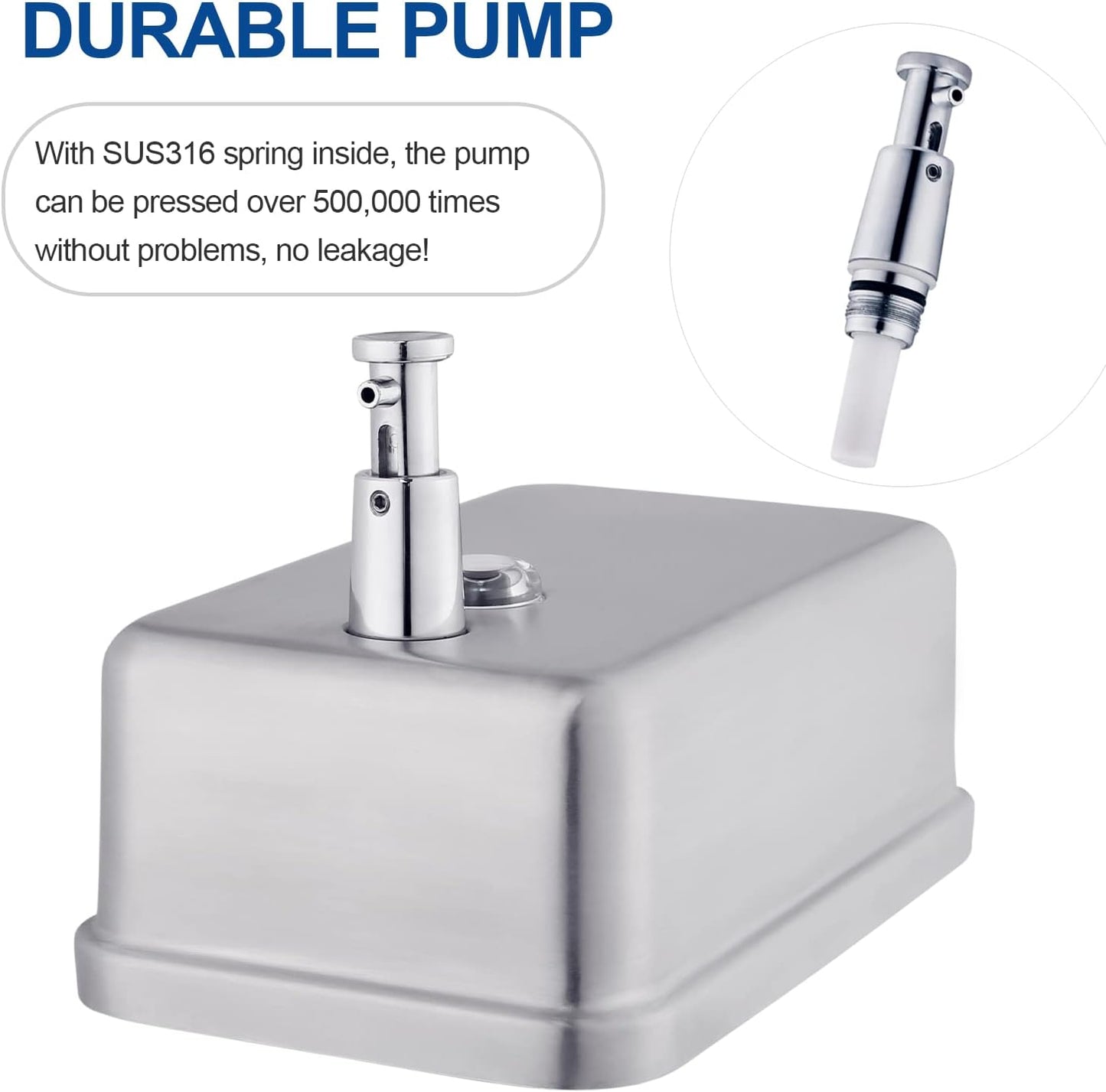 Commercial Wall Mount Stainless Steel Soap Dispenser, Corrosion Proof Lining Liquid Hand Sanitizer Dispenser Bathroom 1100ml / 37oz. (Vertical)