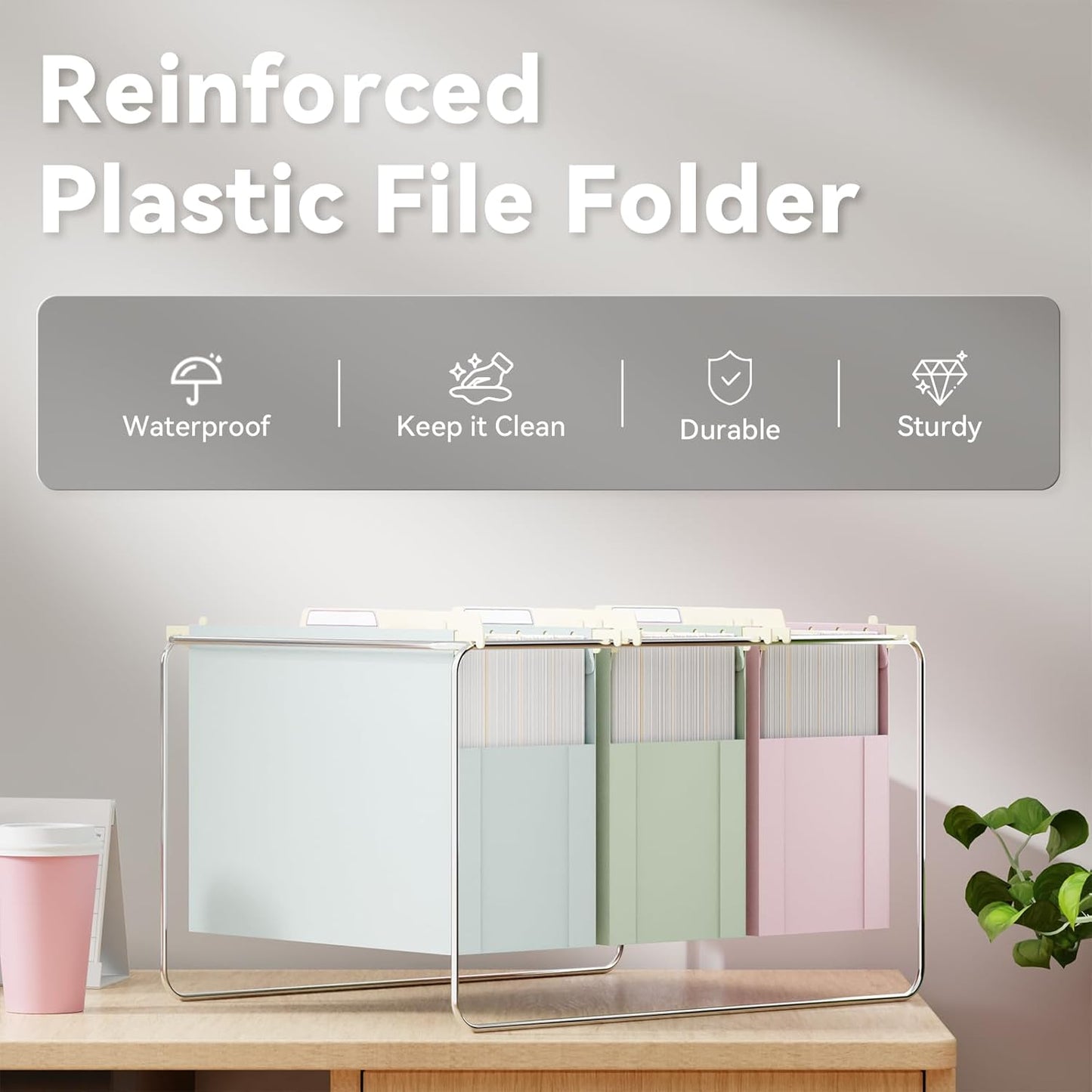 Ansook Plastic Letter Size Hanging File Folders,Heavy Duty 4" Large Capacity File Folder with Tabs,6 Pack Expanding File Cabinet Folders,Reinforced Accordion Hanging Folders for Office(Morandi Color)