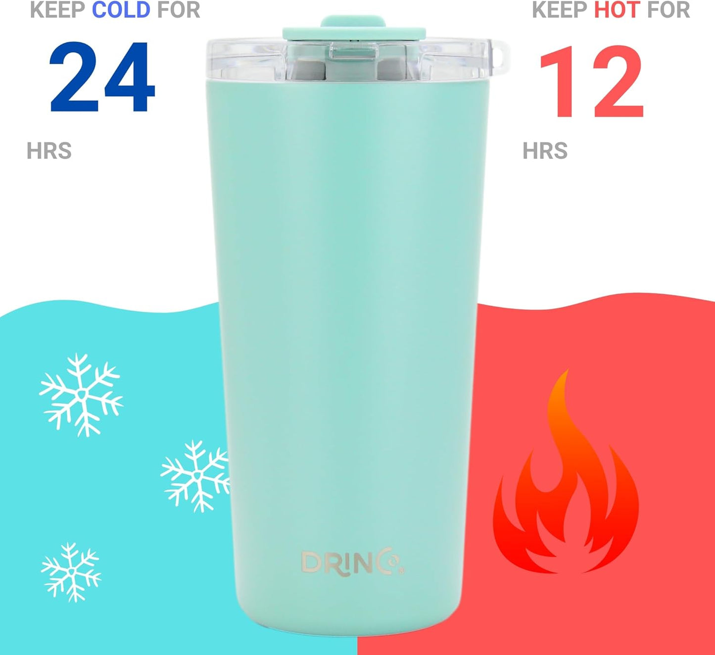 Drinco - 20 oz Stainless Steel Tumbler | Double Walled Vacuum Insulated Mug With Lid, 2 Straws, For Hot & Cold Drinks (20oz Sage, 20oz)