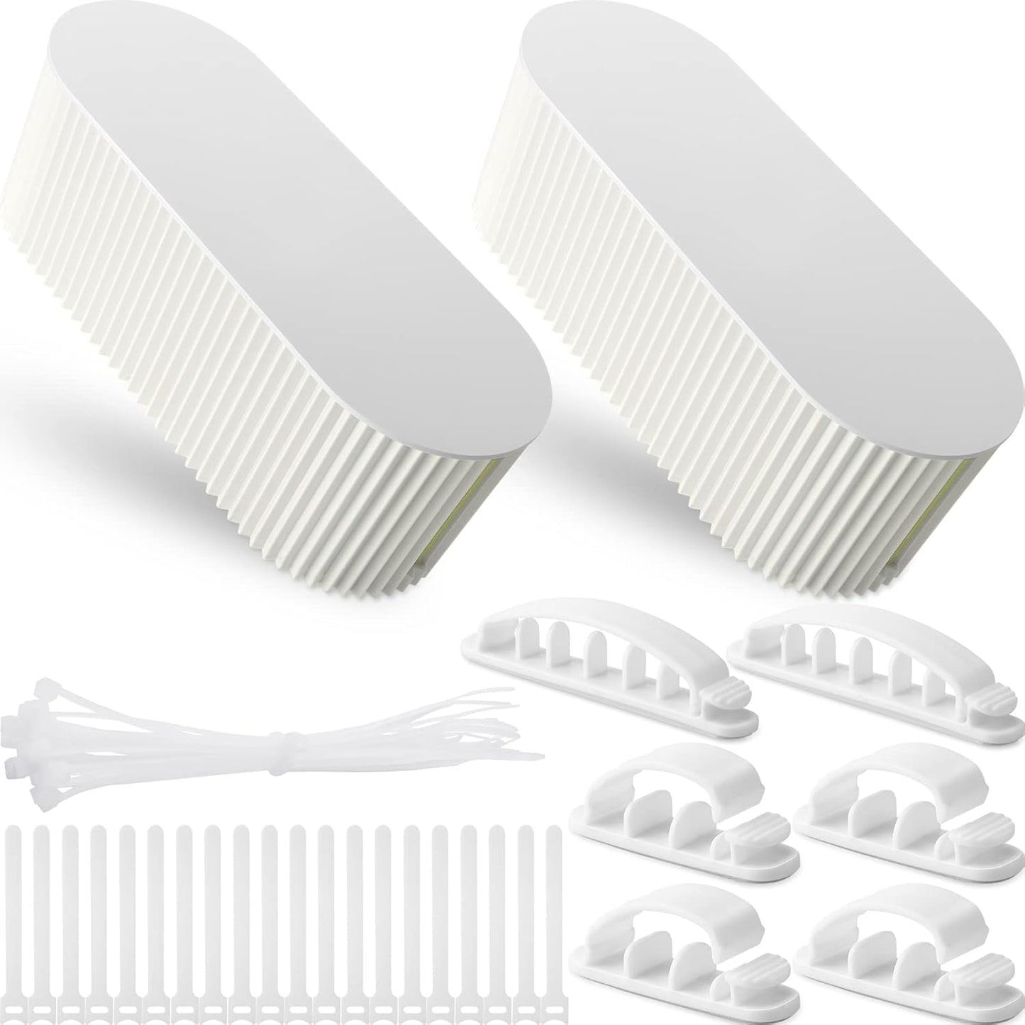 Marsui 2 Pcs Cable Management Box Cord Hider Organizer with 46 Pcs Cable Management Kit Wire Box for Power Strips Surge Protectors Desk TV Computer Wires Home Office(White)