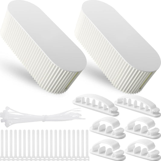 Marsui 2 Pcs Cable Management Box Cord Hider Organizer with 46 Pcs Cable Management Kit Wire Box for Power Strips Surge Protectors Desk TV Computer Wires Home Office(White)