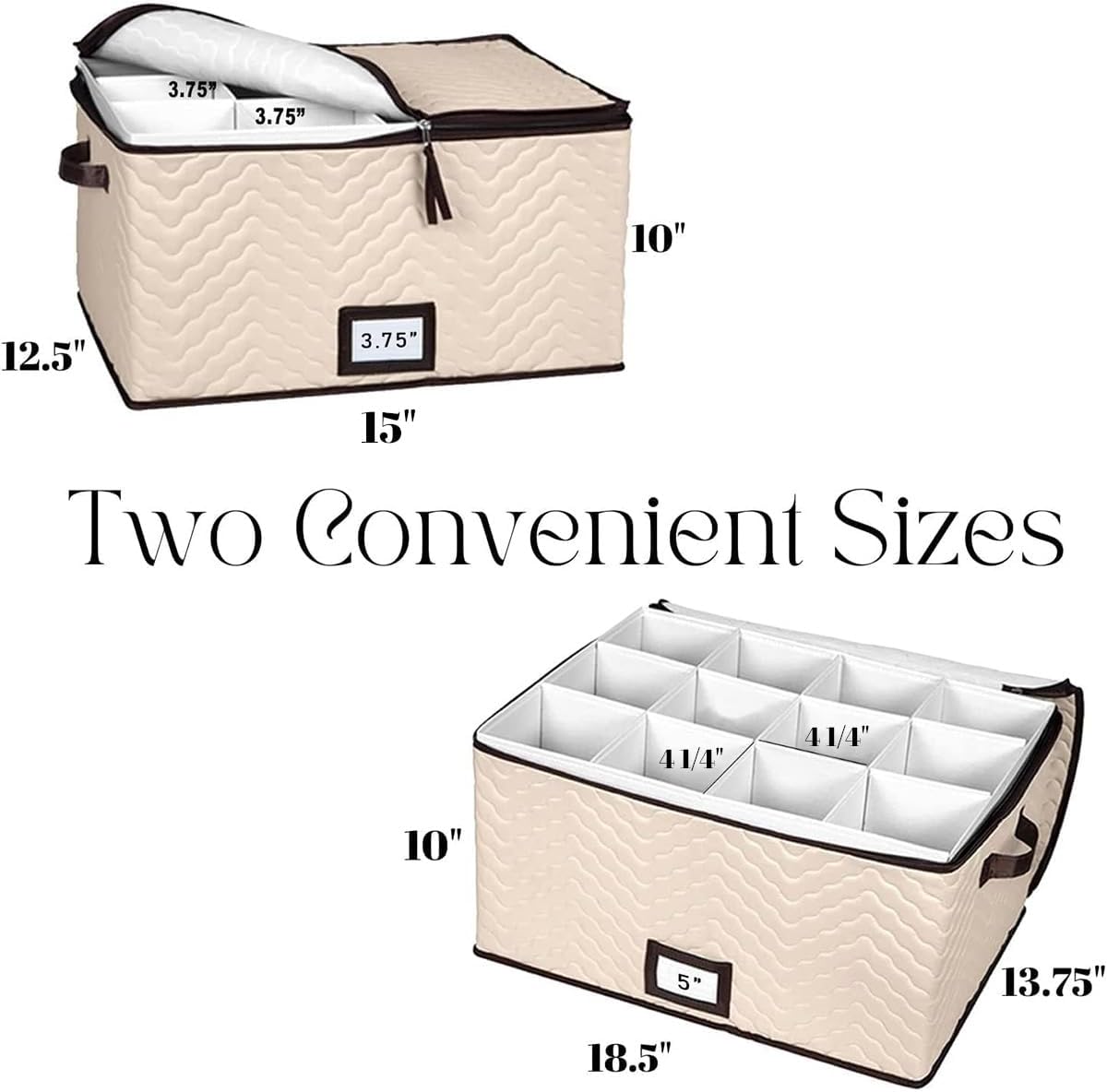 Wine Glass Storage Box with Dividers - Stemware Storage Case, Durable Quilted Microfiber Bin with Carry Handles, Protects Fine China - Durable Quilted Microfiber Bin with Carry Handles (2 Pack, Red & White Wine Glass)