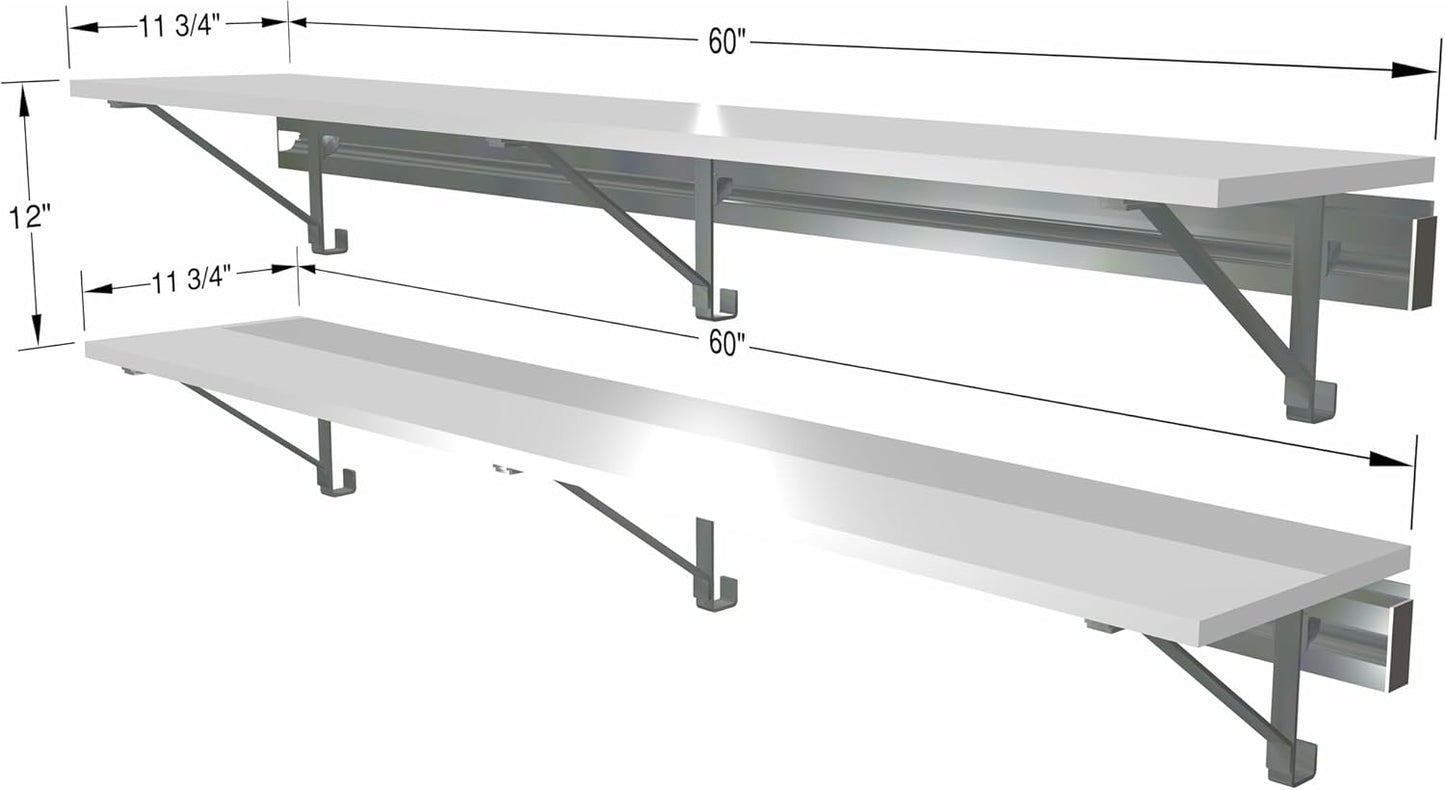 Two 60" Long Shelf Kits Laundry Storage White