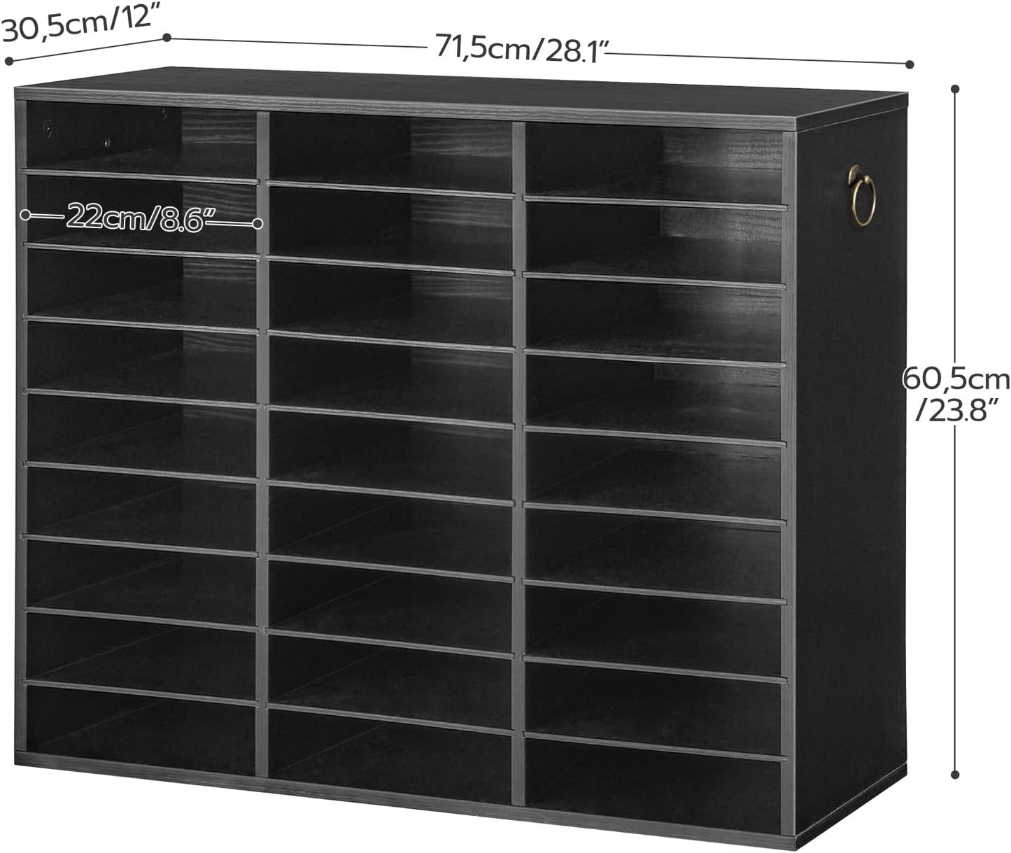 HOOBRO Literature Organizer, 27 Compartments Wooden Mail Organizer, Countertop Literature Sorter with Adjustable Shelves for Home, Office, School, Student Mailbox for Classroom, Black BK27WF01
