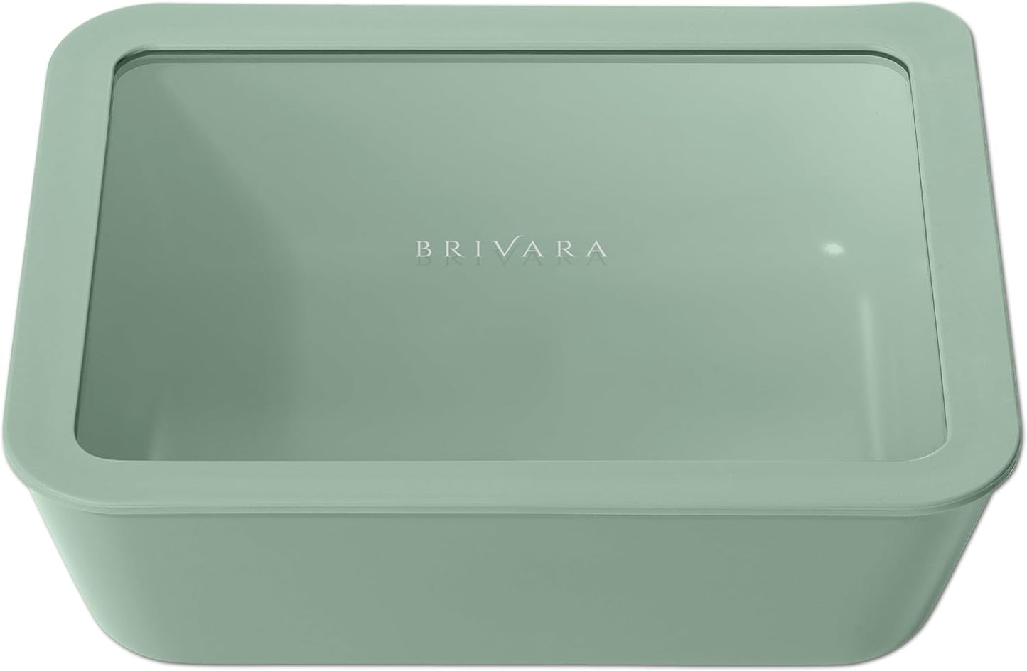 Ceramic Coated Glass Food Storage Container | No PTFE, PFOA, PFAS, and BPA | Reusable Non Toxic Meal Prep Container with Glass Lid | Easy To Store | 11 Cup Rectangle [Willow]