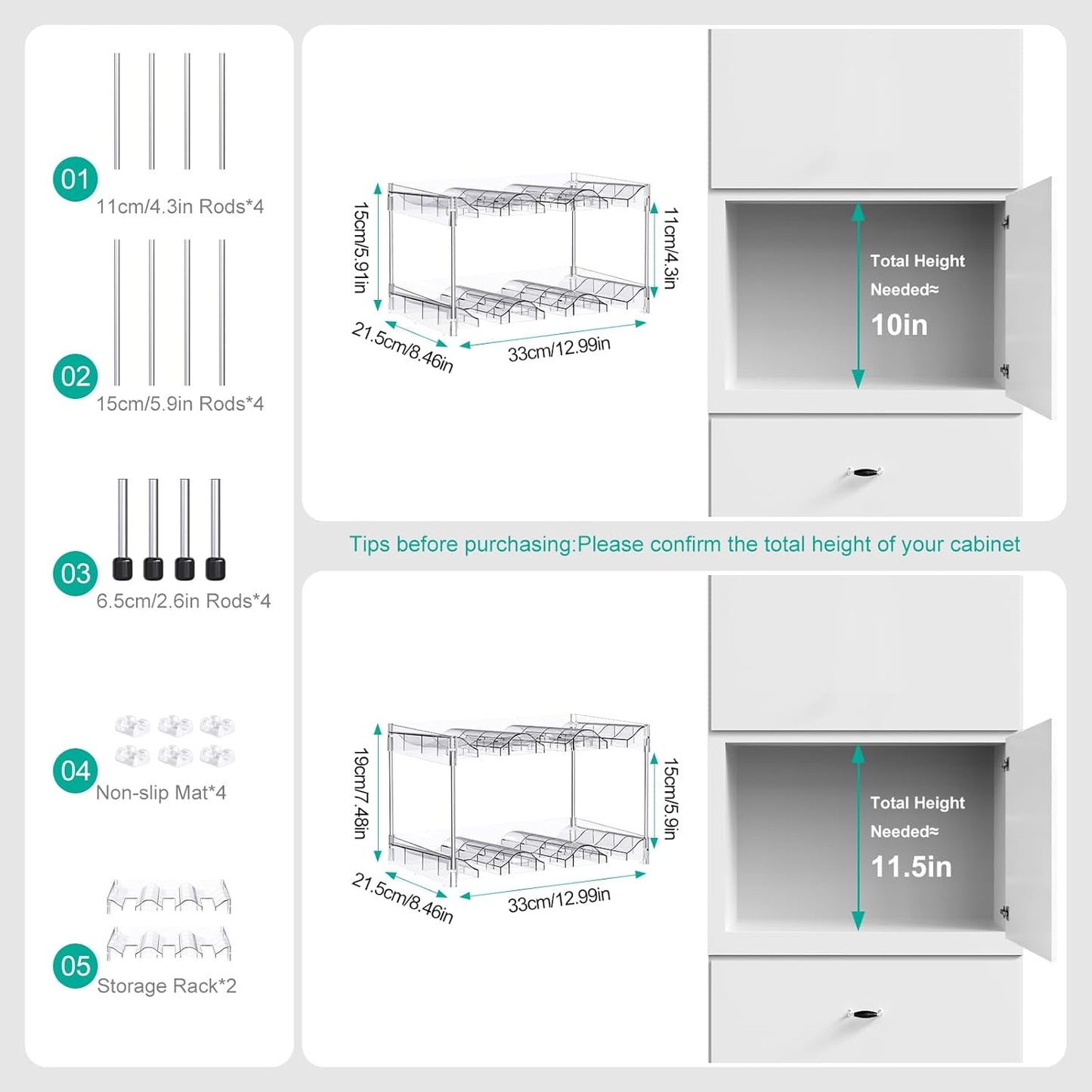 Reusable Stackable with Handle Compartment Water Bottle Tumbler Organizer for Stanley 40oz with Handle Cup, Stanley Accessories for Pantry, Cabinet & Kitchen Organization and Storage,2 Tier Hold 6