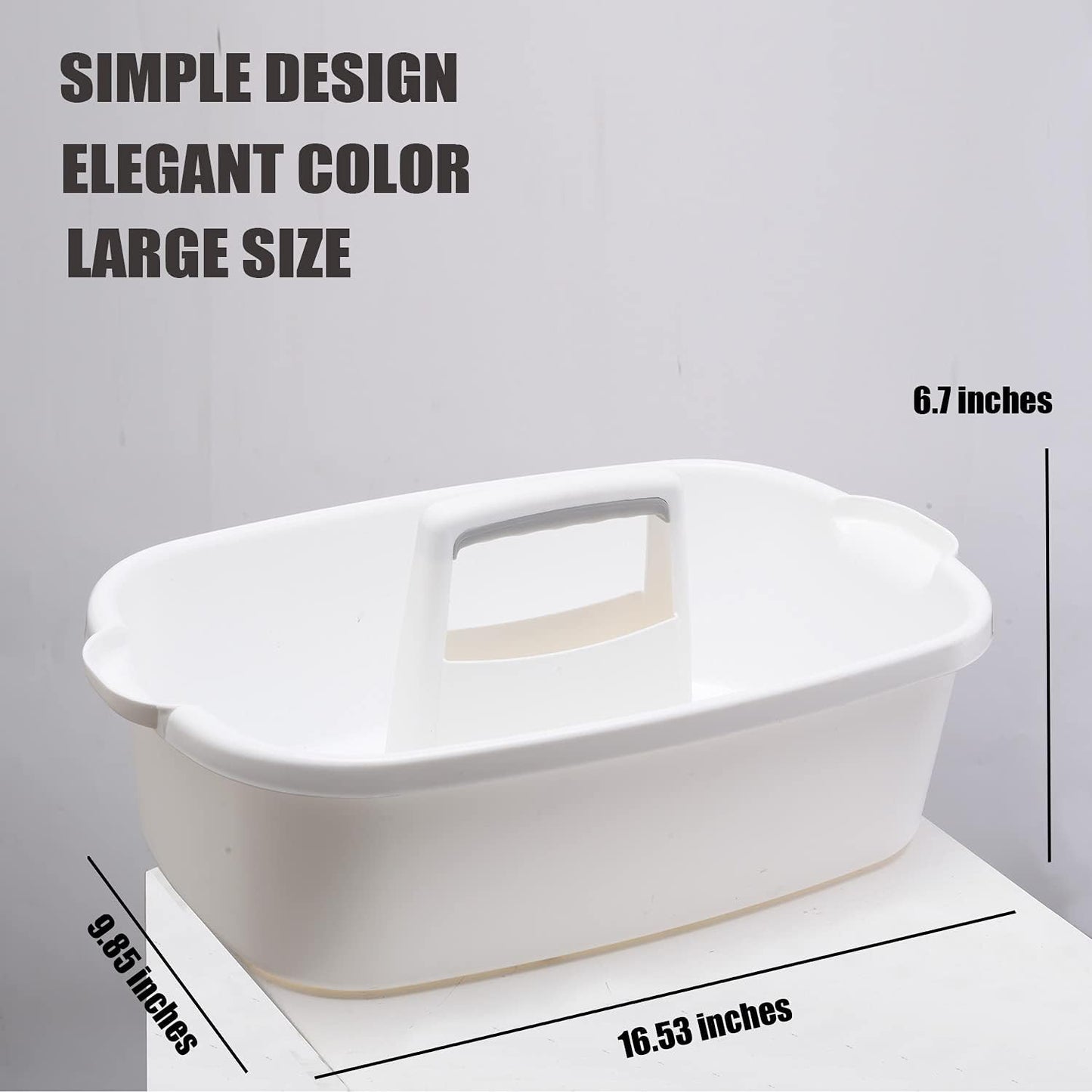 ALINK Large Plastic Shower Caddy Tote, Portable Storage Caddy Basket Organizer with Handle for Dorm, Bathroom, Tool, Garden, Kitchen, Cleaning Supplies - White