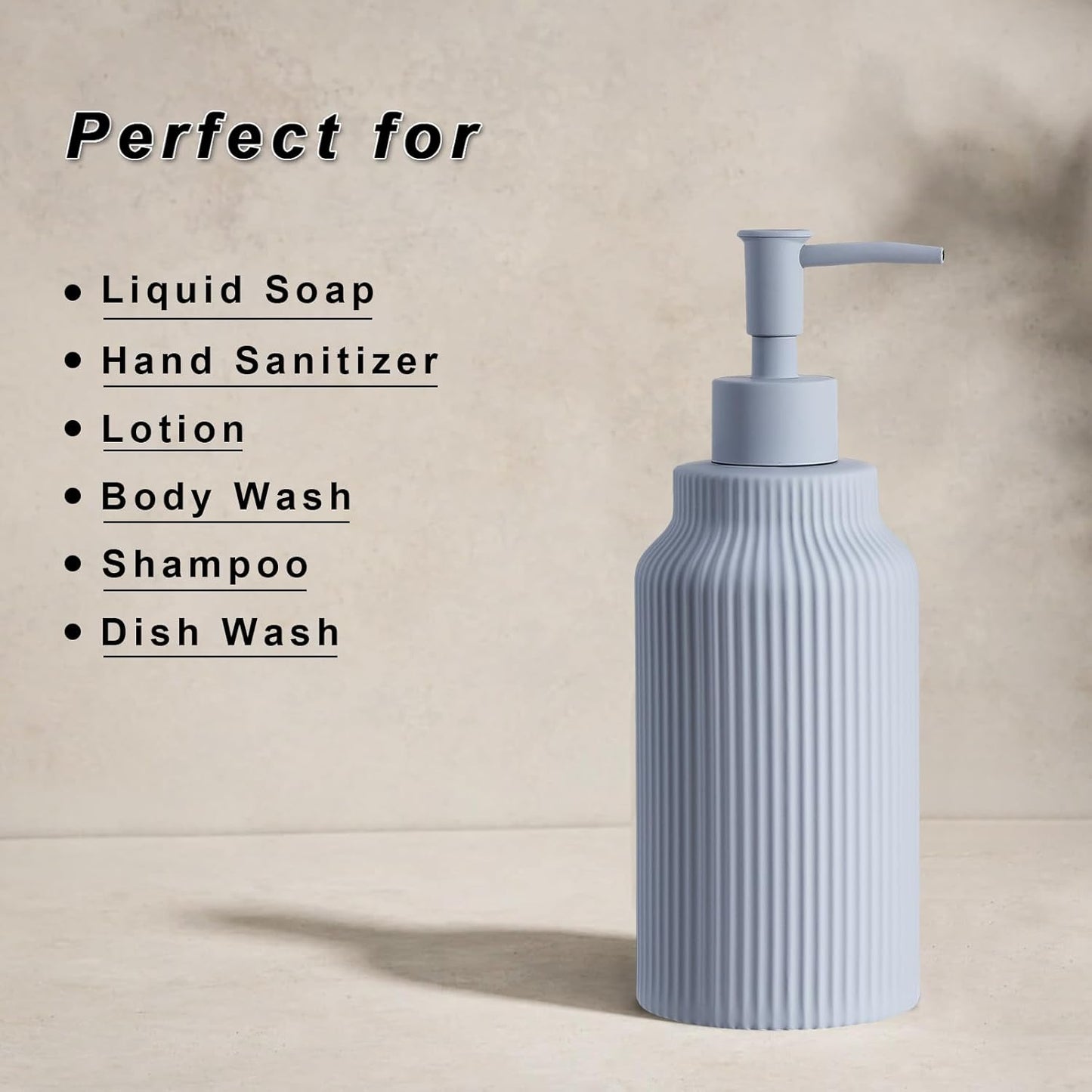 Modern Ceramic Soap Dispenser for Bathroom，14oz Ceramic Soft Touch Hand Lotion Dispenser with Pump，Liquid soap Dispenser for Kitchen Rubber Paint (Blue)