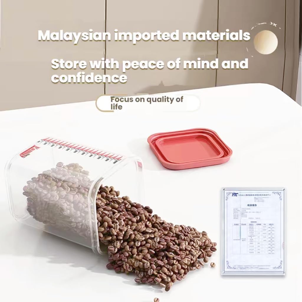 8300ml Airtight Food Storage Container With Lids 9PCS Family Set, BPA-Free Food-grade Plastic Stackable Leak-proof Kitchen Pantry Organizers for Pasta, Nuts, Dry Goods, Snack,Modular Design (Red)