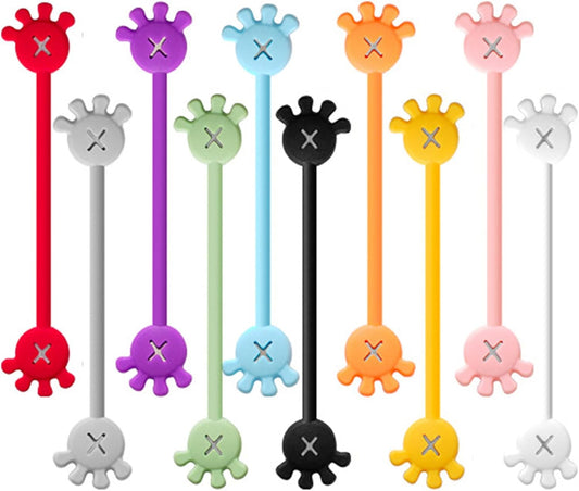 Magnetic Cable Ties, 10PCS Soft Silicone Magnetic Cable Clips, Reusable Cord Organizer, Portable Cord Keepers for Office, School, Home