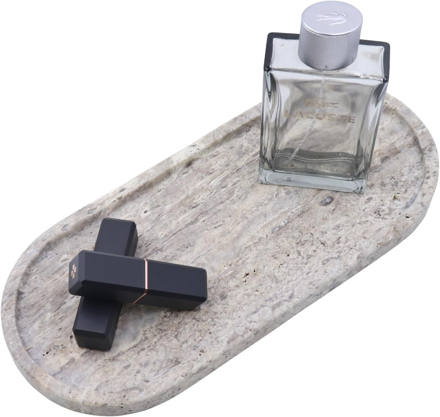 Natural Marble Tray, Oval Vanity Decorative Tray for Bathroom Counter, Countertop Stone Organizer, Catchall Tray for Kitchen, Perfume, Candles, Jewelry Dish Decorative Tray