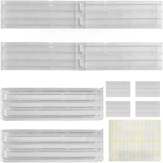 4 pcs Invisible Drawer Divider 10-20'' Adjustable Drawers Organizers for Kitchen Utensils, Bedroom, Dresser, Office Organization and Storage