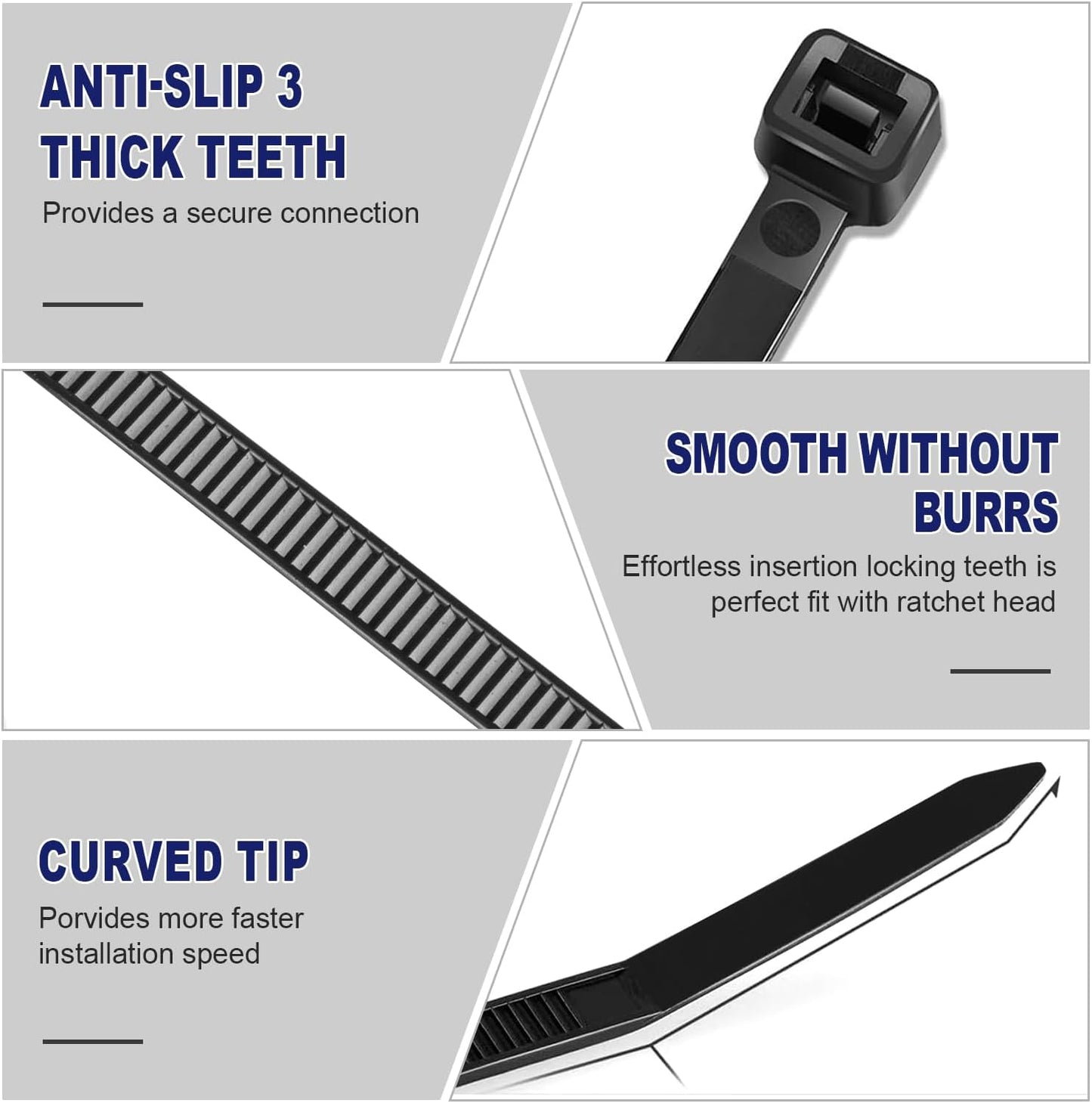 Zip Ties, RAZCC 1200pcs Black Cable Zip Ties 16 Inch, Heavy Duty Plastic Wire Ties with 70lb Tensile Strength, Self-Locking Black Nylon Tie Wraps for Indoor and Outdoor