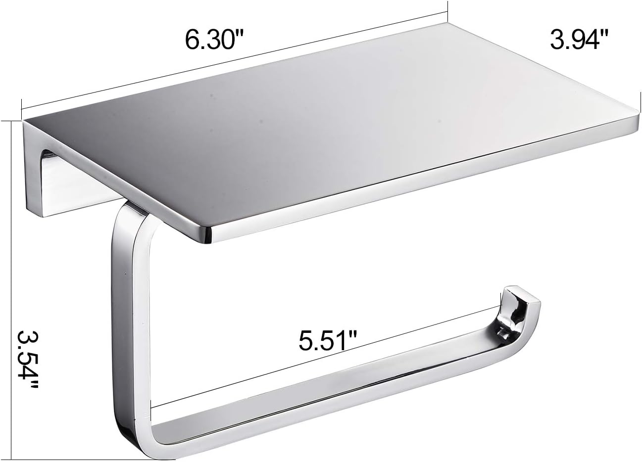 Toilet Paper Holder for Bathroom Solid Brass and Superior Hotel Style Tissue Roll Holder with Cell Phone Storage Polished Chrome Finish