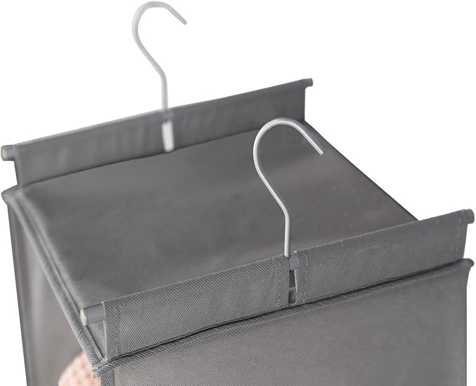 MAX Houser 5 Shelf Hanging Closet Organizer,Space Saver, Closet Hanging Shelves with (4) Side Pockets,Foldable,Light Grey