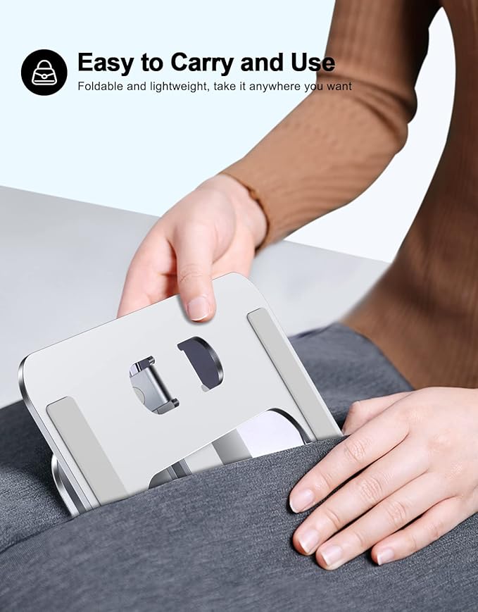 Foldable Laptop Stand, Height Adjustable Ergonomic Computer Stand for Desk, Aluminum Portable Laptop Riser Lecterns Holder Mount Compatible with MacBook Pro Air, HP, Dell 10-16"