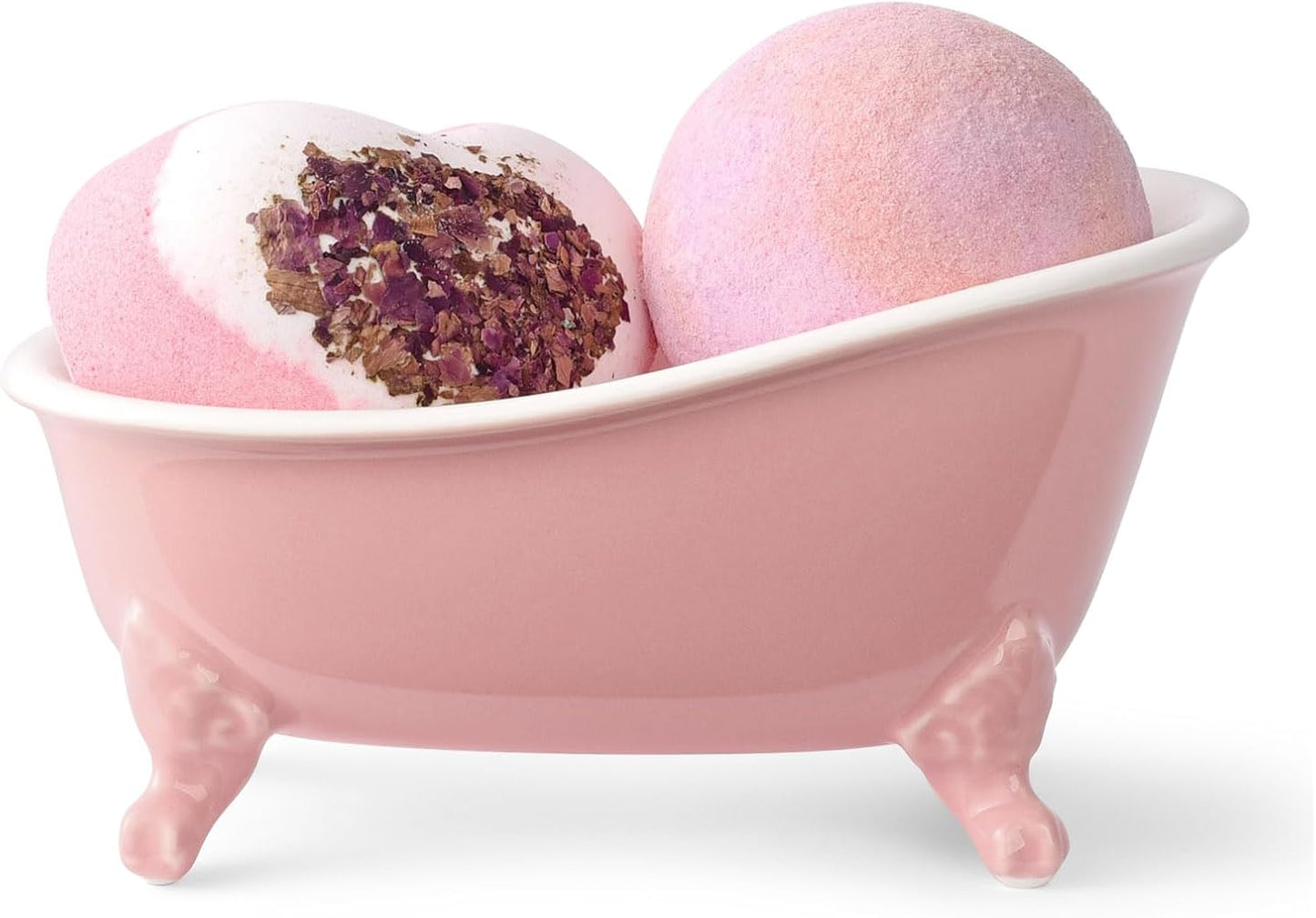 6.1" Vintage Ceramic Mini Decorative Clawfoot Bathtub Bar Soap Dish, Kitchen Sponge Holder and Shower Tray for Bathroom, 1 Pack (Rose)