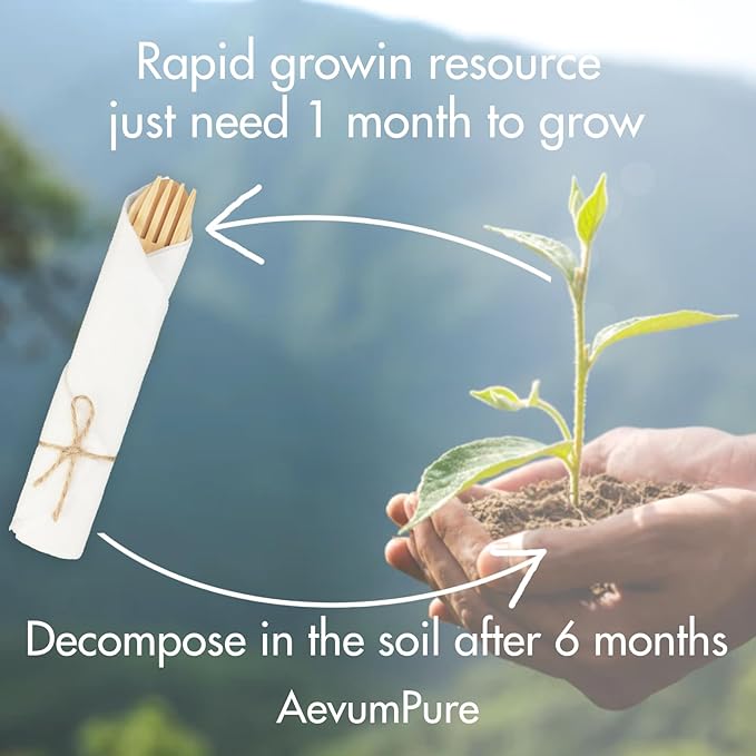 Pre Rolled Napkin and Bamboo Cutlery Set - 50 Sets (200 PCS)Disposable Wrapped Bamboo Utensils (50Forks,50Spoons,50Knives,50Compostable Napkins)-Wooden Silverware/Wrapped Plastic Tableware Alternative