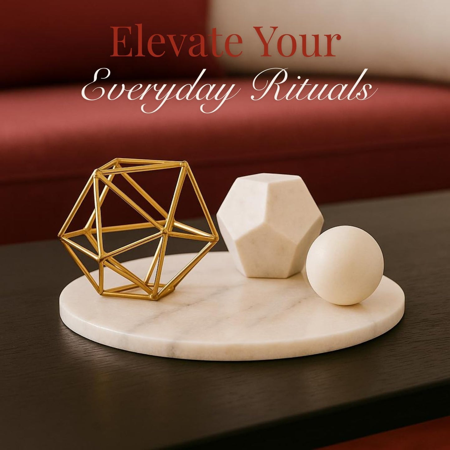 Handcrafted Marble Tray – Bathroom Counter Organizer, Jewelry Tray, Perfume Organizer & Decorative Tray for Vanity Accessories, Coffee Table Decor & Bathroom Countertop (Round, Mugla White)