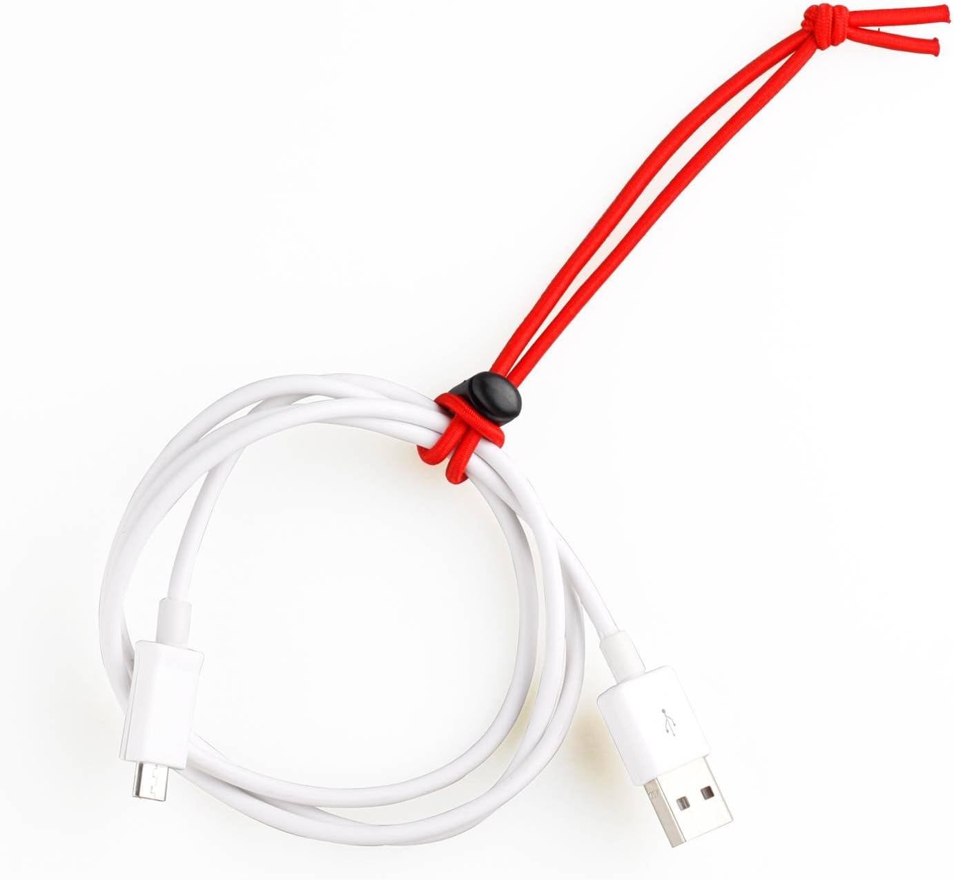 6" Elastic Cable Ties Bungee Cords Adjustable Cable Management Reusable -Red (10-pack)