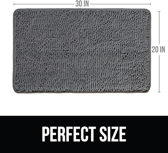 KANGAROO Bathroom Rugs, Chenille Soft Absorbent Bath Rug, Shaggy Shower Mat, Quick Dry Machine Wash Bathmat, Plush Carpet Mats for Tub, Bathtub and Room Home Decor Accessories, 36x24, Gray