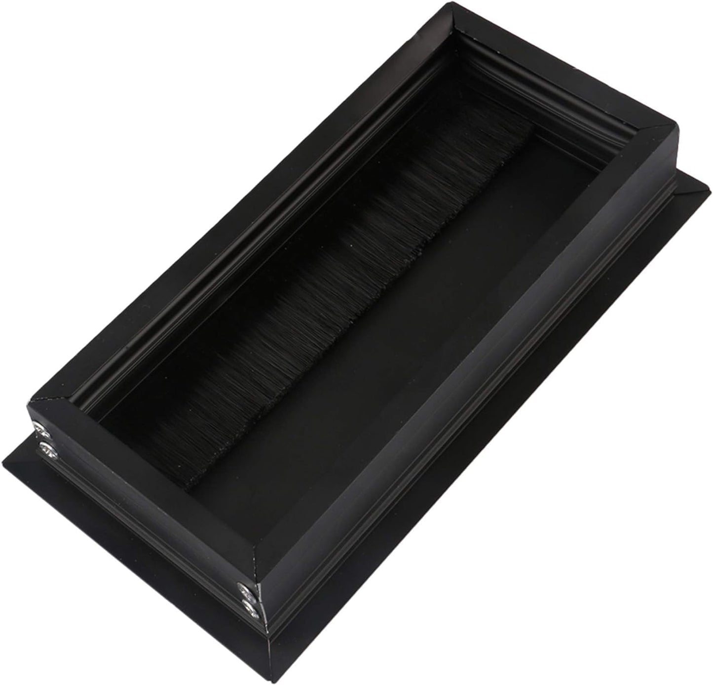 2PCS Desk Grommet Metal Rectangle Desk Cord Cable Hole Cover Grommet with Brush for Home Office Bank Computer Table (black)