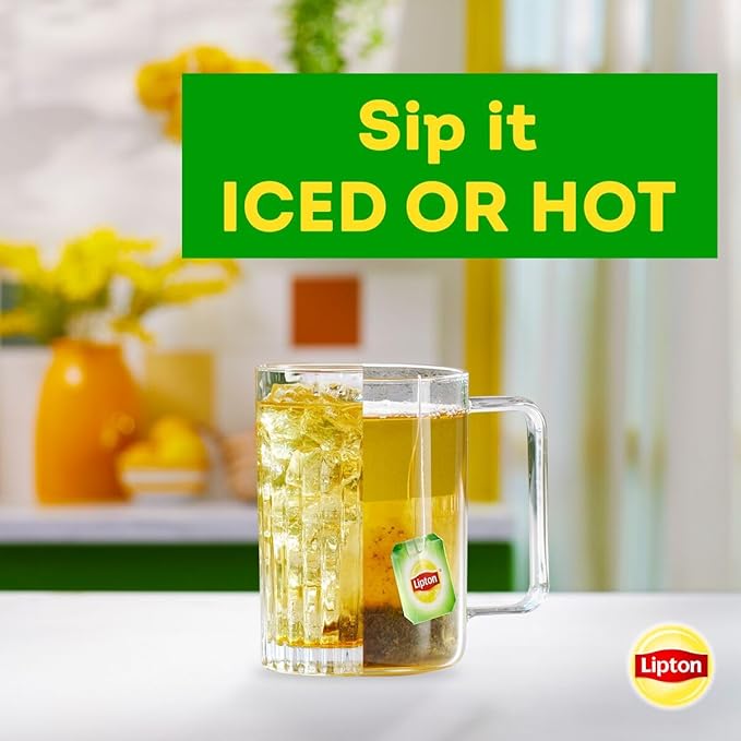 Lipton Green Tea Bags, Peach | 20 Tea Bags | Pack of 3 | With Caffeine | With Flavonoids