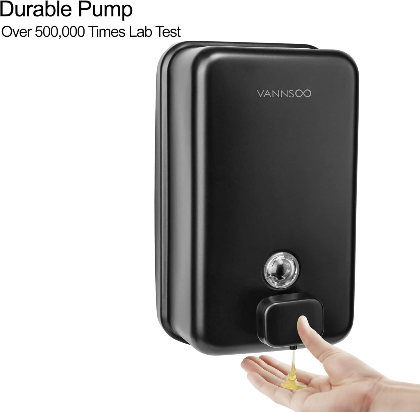 Wall Mounted Hand Soap Dispenser Bathroom, 1200ml 40oz Commercial Stainless Steel Black Liquid Soap Dispenser Wall Mount (Vertical Black)