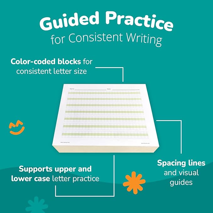 Channie’s Practice Handwriting & Printing Paper Workbook One Page A Day, 500 Pages Front & Back, 250 Sheets, Grades PreK – 1st, Size 8.5” x 11”
