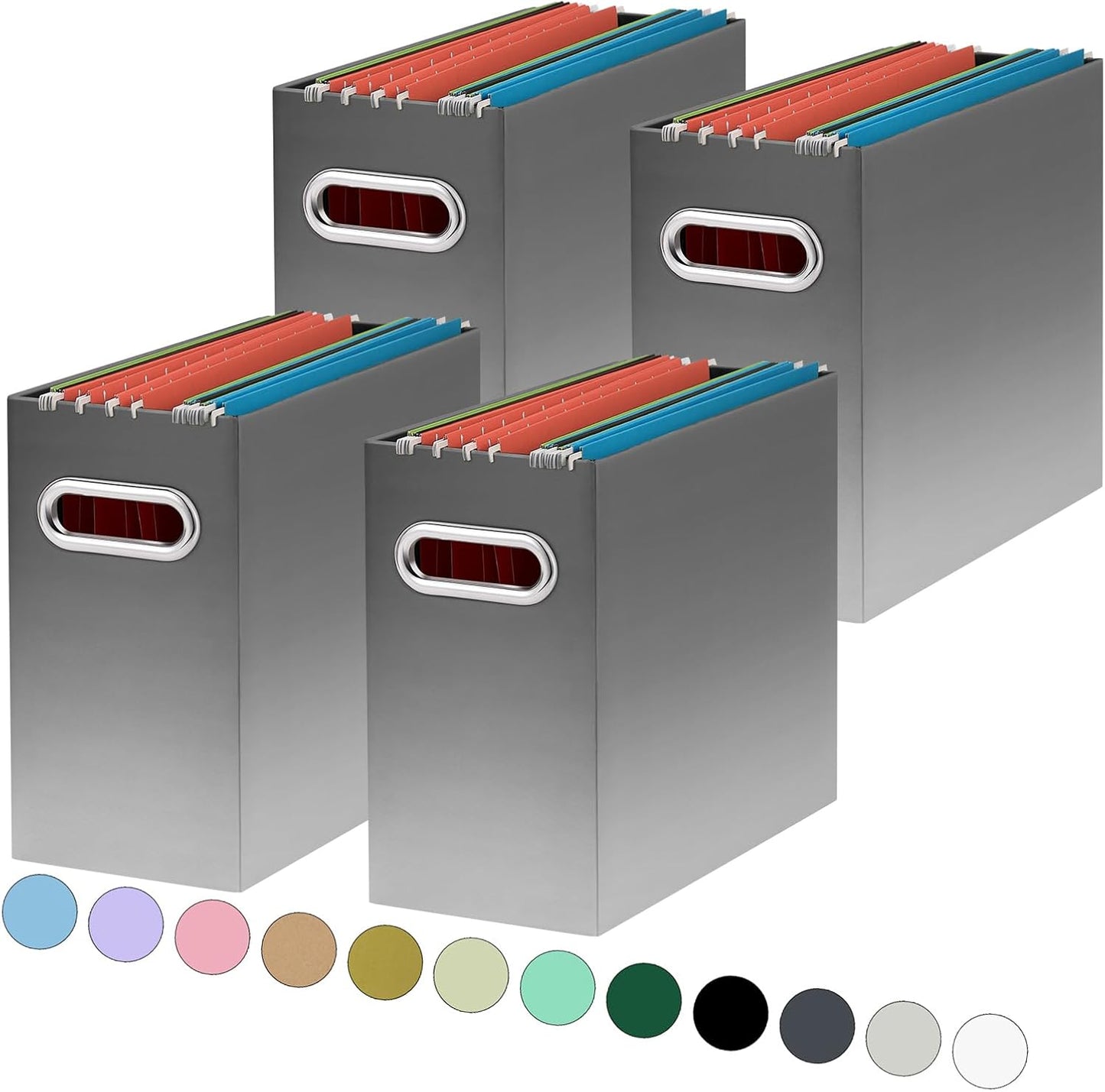 Oterri Cardboard File Organizer Box for Hanging File Folders Letter Size,File Box for Computer Desk,File Cabinet,Working Home,Office,Classroom (Gradient Light gray, Letter Size - 4 Packs)