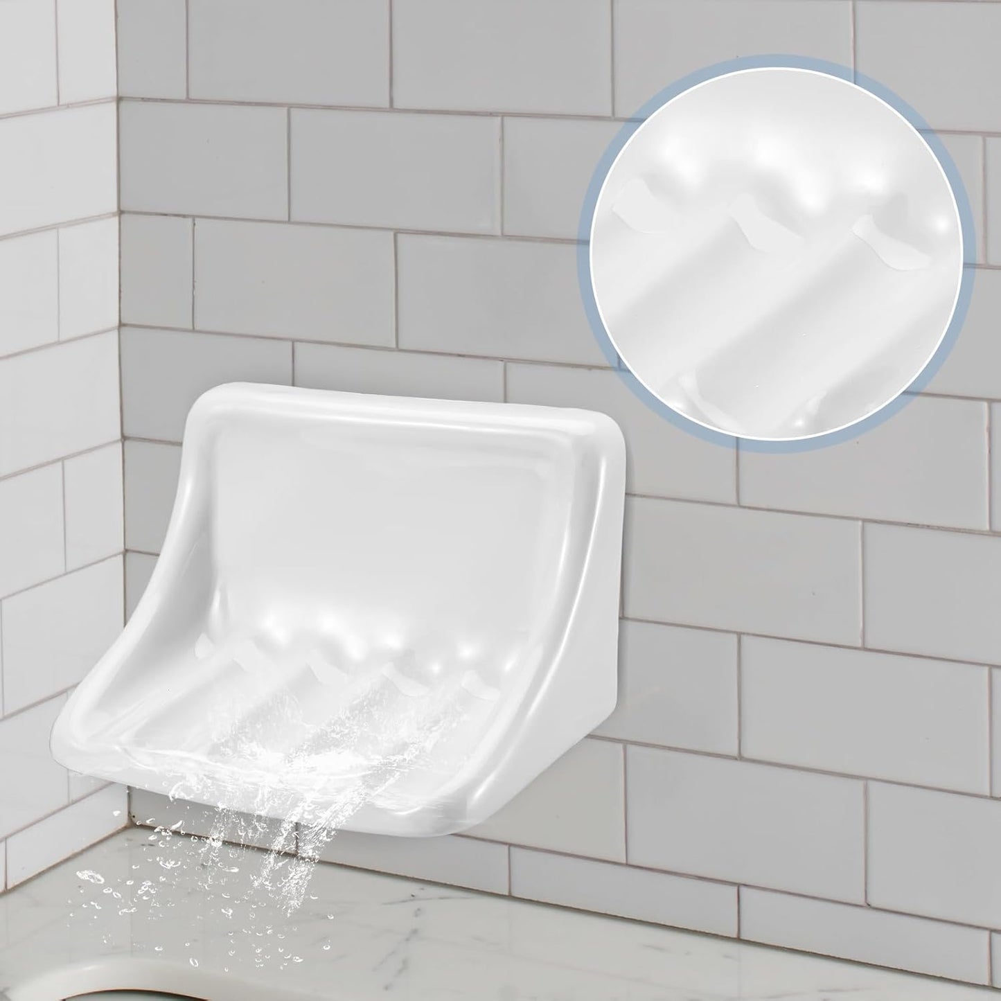 6.75 x 4.7 Inches White Vintage Ceramic Soap Dish Retro Ceramic Holder Porcelain Soap Tray for Home Bathtub Bathroom Shower Accessories Easy to Clean