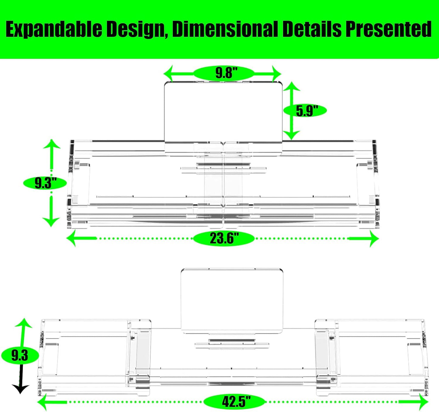 Acrylic Bathtub Tray Expandable Tub Trays Clear for Bath Caddy for Bathtub