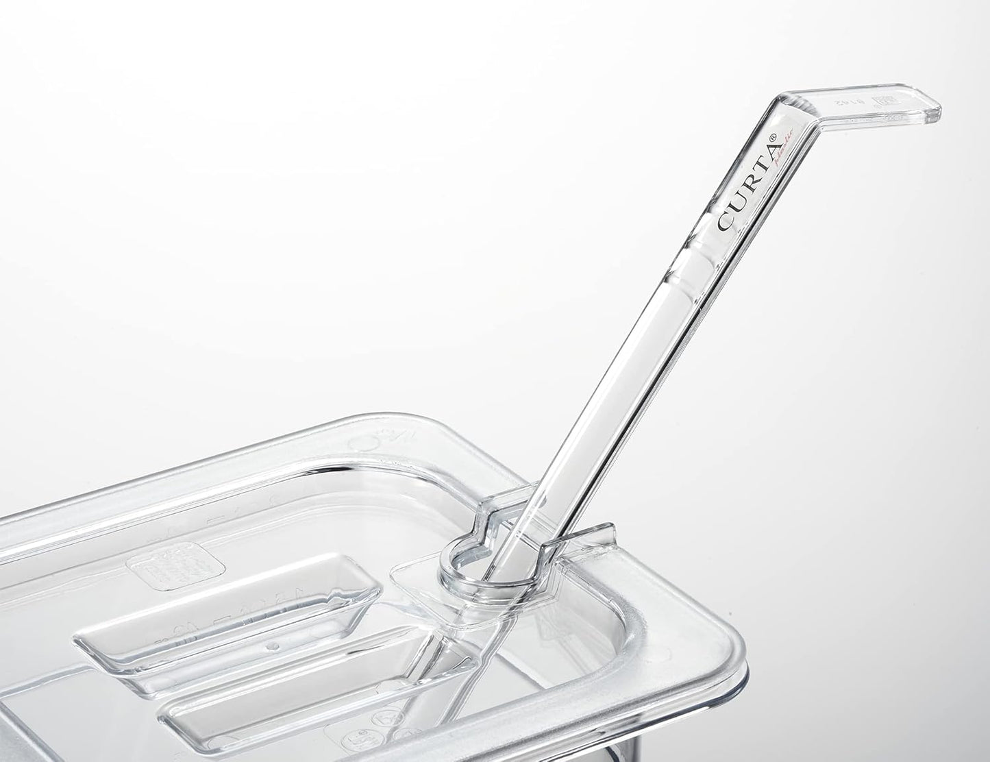 CURTA 6 Pack Food Pan Lids, 1/6 Size Polycarbonate Notched Cover with Handle, Plastic Clear