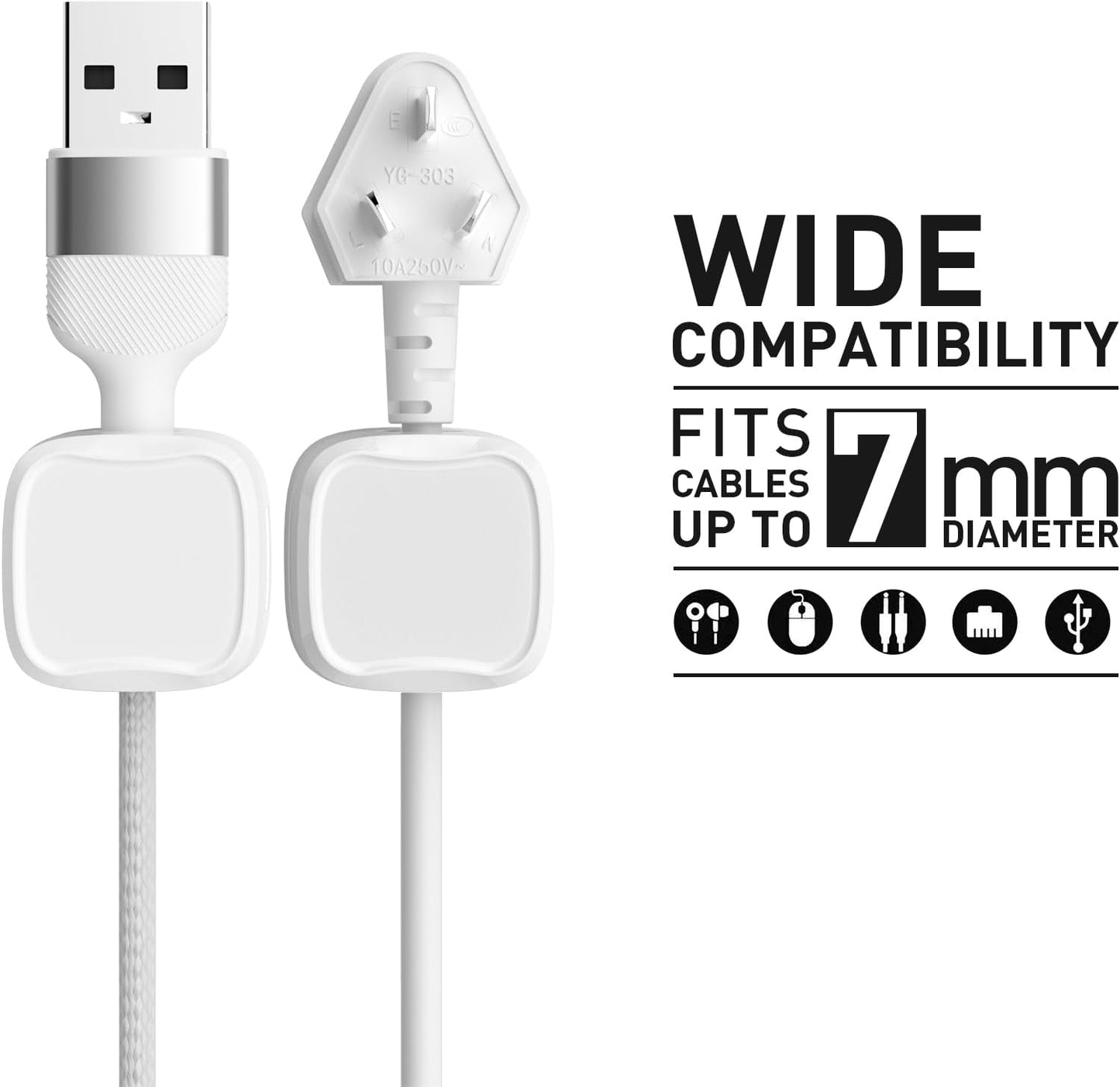 12 Pack Cable Clips, Cord Organizer, Cord Holder for Nightstand, Magnetic Cord Organizer, Strong Adhesive Charging Cable Keeper, Clip Holder