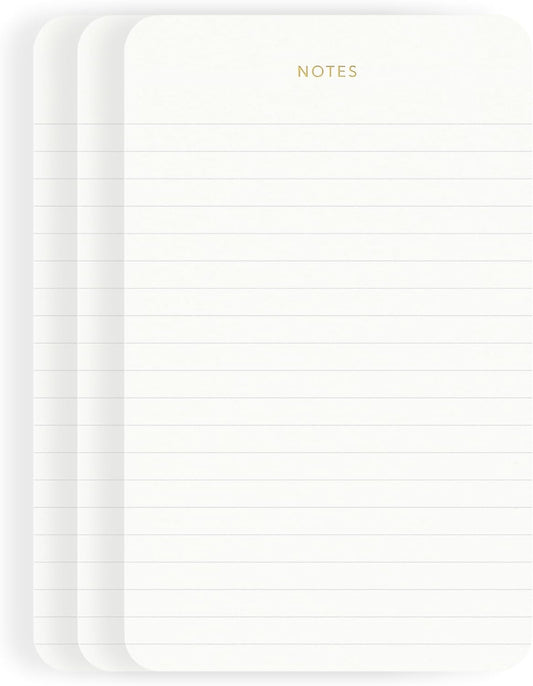 Elegant Desk Notepads for Professionals, Executive's Memo Pads, Minimalist, Gold Foiled, Lined Layout, 3 Pack, 225 Sheets Total (75 Each), 6.3" x 3.9”, 80 GSM, Eco-friendly, FSC™ Certified