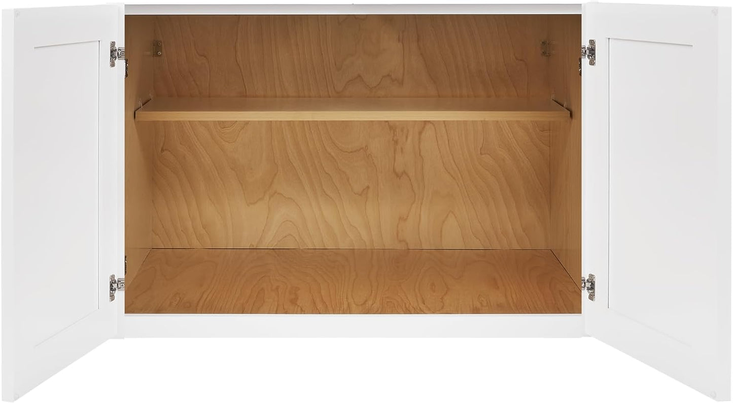 White Shaker Wall Cabinet - Ready to Assemble, Perfect for Kitchen, Laundry, and Bathroom Storage - 24”W x 24”H x 12”D