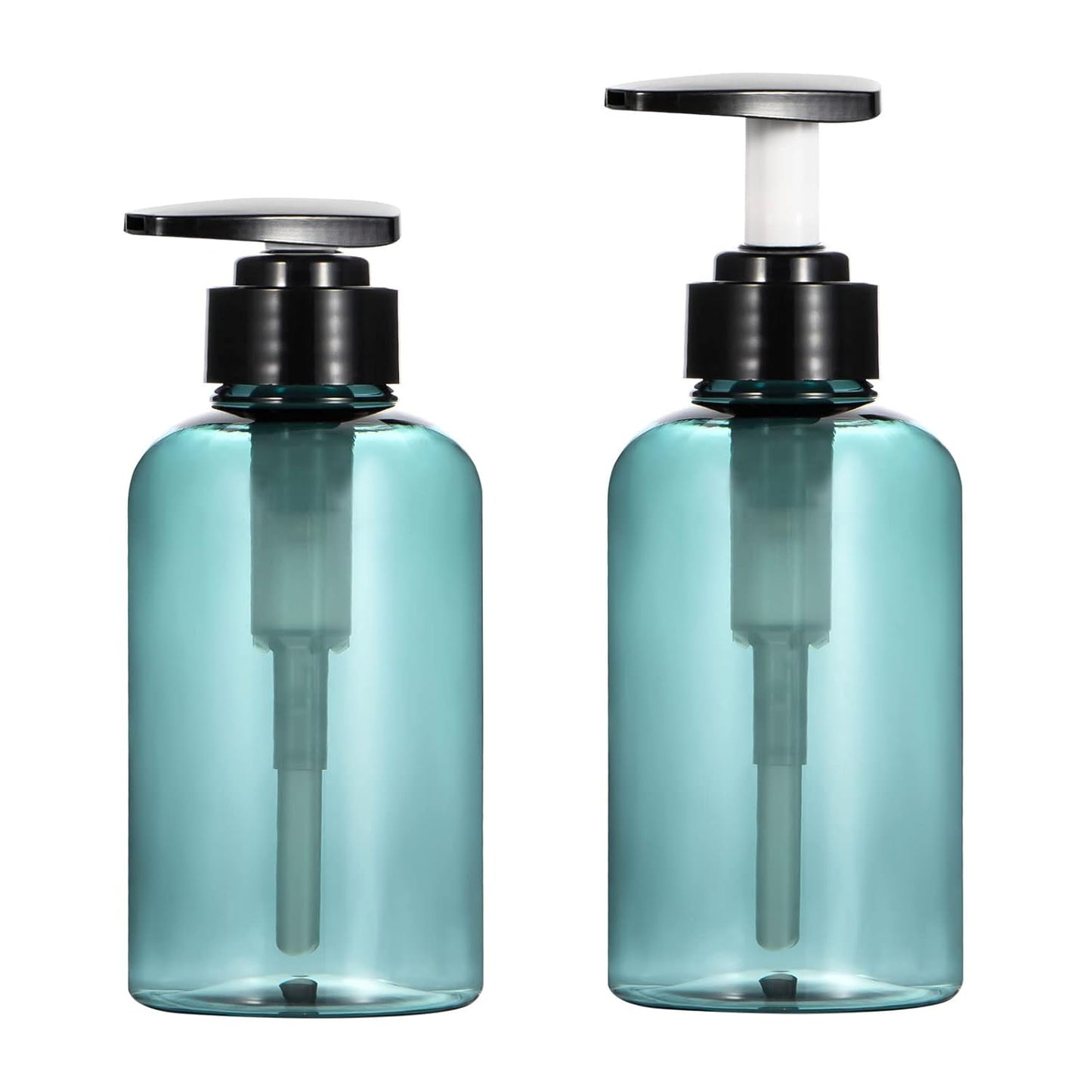 Yebeauty Pump Bottle 10oz, 2 PCS Shampoo Bottles Dispenser with Pump Refillable Containers, 300ml,Clear Blue