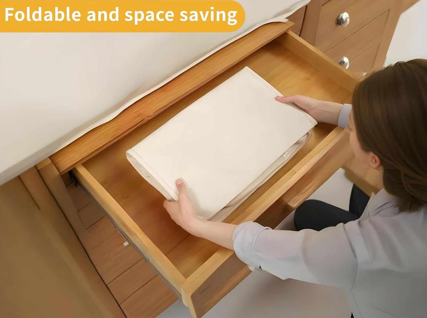 Soft Large Canvas Comforter Storage Bags with Four Carrying Handles and Clear Window, Closet Organizer for Clothing, Blankets Sheets Pillows and Bedding, 80L, White