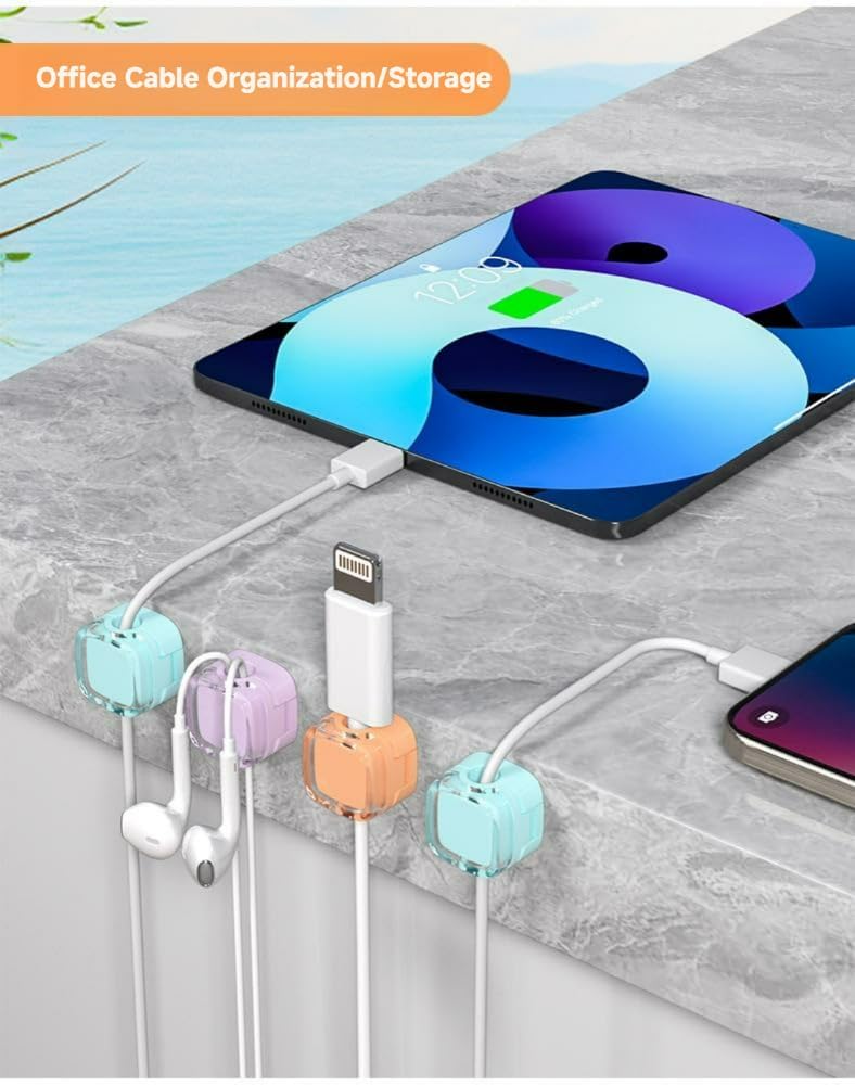 8 Pack Magnetic Cable Clips – Adjustable Cord Holder for Desk, Nightstand, Car, Office | Adhesive Cable Clips & Wire Clips for Cable Management | Organize Charger Holders for Cords, Phone Cord Holder