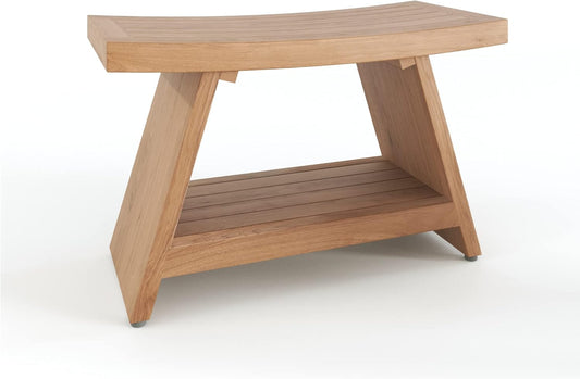 AquaTeak Patented 30" Asia Teak Shower Bench with Shelf