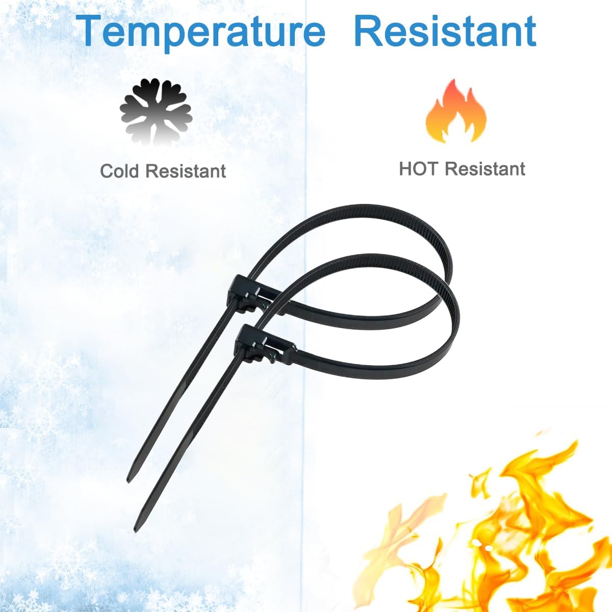 Reusable Cable Ties 6 Inch 100 PCS Black Heavy Duty, Releasable Adjustable Nylon Zip Ties with 36lbs Tensile Strength for Indoor and Outdoor Multipurpose Use