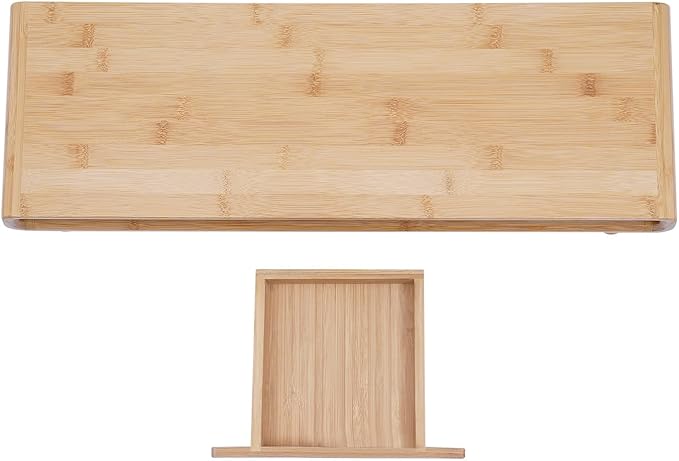 Bamboo Monitor Stand Riser, No Assembly Required Exquisite Monitor Support with Drawer, Ergonomic Height Wood