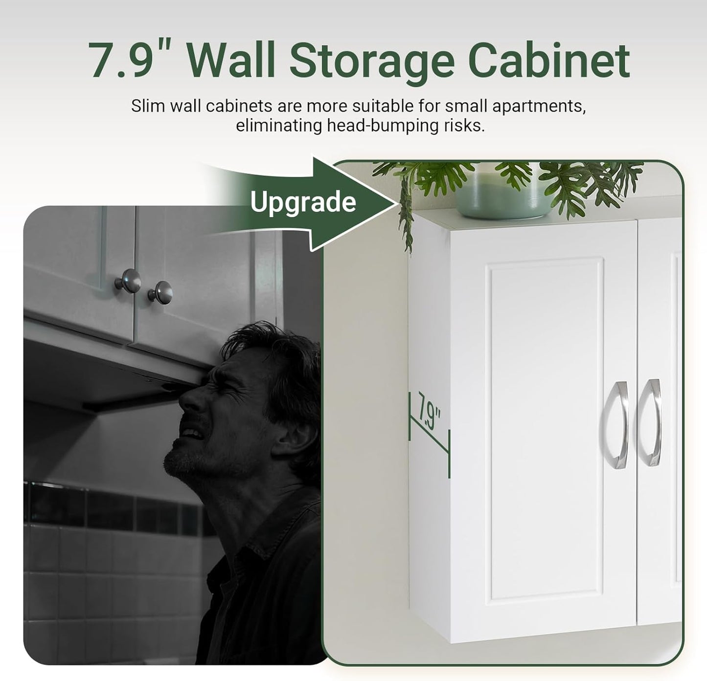 SoBuy Narrow Bathroom Wall Cabinet, Over The Toilet Storage Cabinet, Bathroom Wall Cabinet with Doors and Adjustable Shelves, Medicine Cabinet Organizer for Small Bathroom Storage, White FRG231-T-W