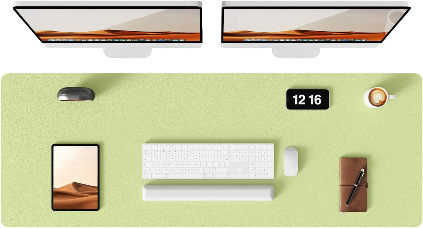 YSAGi Leather Desk Protector, Office Mat, Large Mouse Mat, Non-Slip PU Leather Blotter, Laptop Pad, Waterproof Writing Pad for Office and Home (Peak Green, 47" x 17")