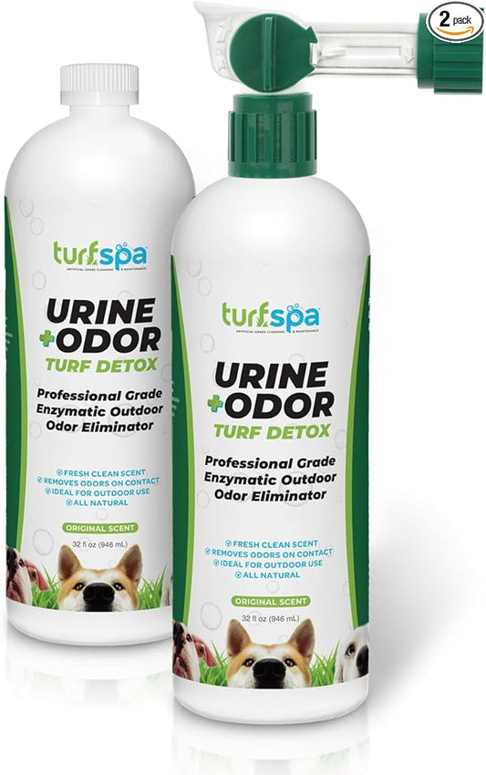Urine & Odor Turf Detox: 2-Pack of 32 oz Professional Enzyme Cleaner & Odor Eliminator for Artificial Grass, Turf, Concrete, Patio & Kennels, Pet Urine Enzymatic Cleaner for Dogs & Cats