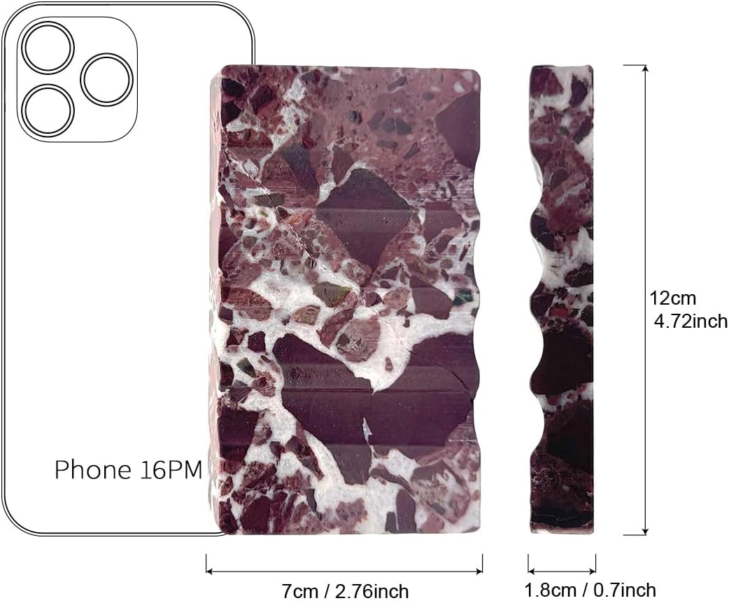 Marble Christmas Soap Dish for Shower - Natural Stone Tray Stand Organizer, Decorative Bar Soap Holder | Non-Slip, Luxury Bath Accessories (Rose)