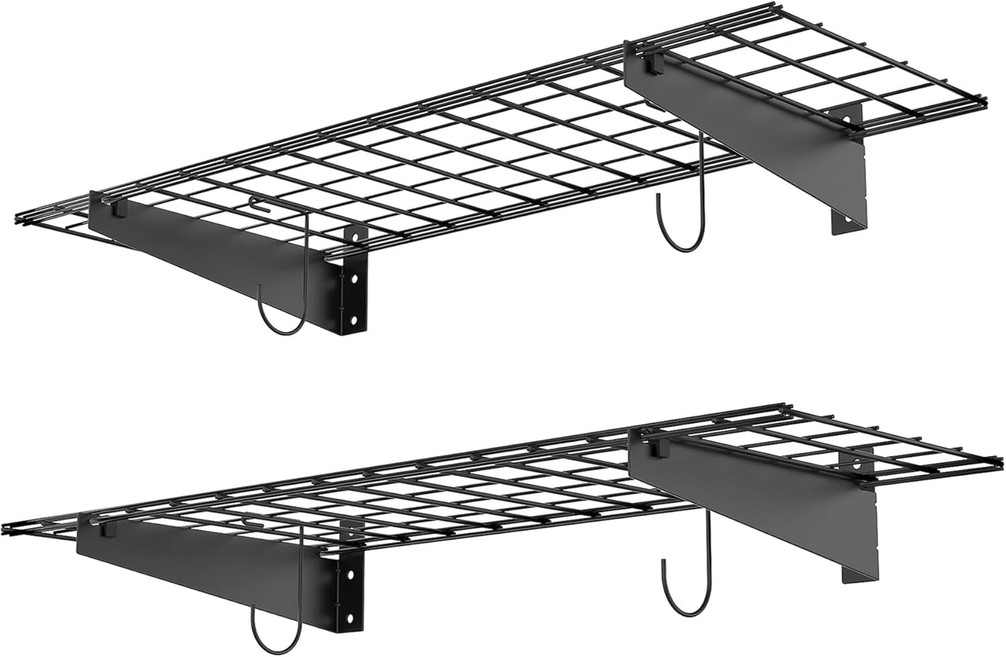 WALMANN 2 Pack Garage Wall Mount Shelves, 45x15 inch Wall Mounted Storage Shelves for Garage Heavy Duty Floating Shelf, Holds Up to 220 lbs(Black)