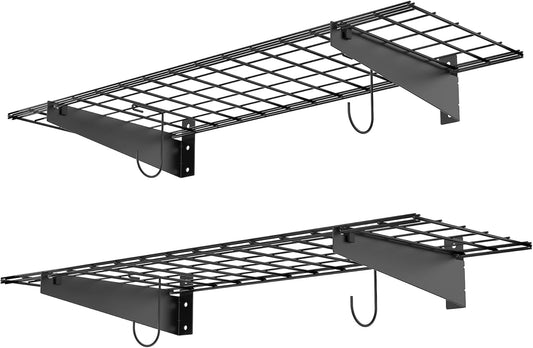 WALMANN 2 Pack Garage Wall Mount Shelves, 45x15 inch Wall Mounted Storage Shelves for Garage Heavy Duty Floating Shelf, Holds Up to 220 lbs(Black)